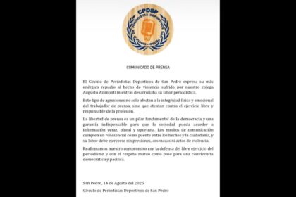 El Círculo de Periodistas Deportivos repudió la agresión sufrida por Augusto Azimonti | FM Avenida