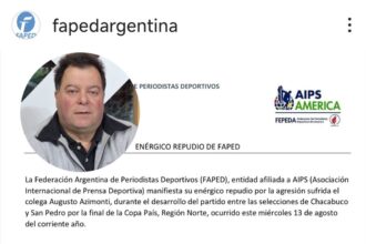 La Federación Argentina de Periodistas Deportivos irá a la AFA por la agresión a Augusto Azimonti | FM Avenida