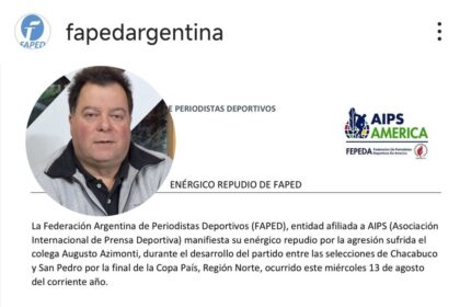 La Federación Argentina de Periodistas Deportivos irá a la AFA por la agresión a Augusto Azimonti | FM Avenida