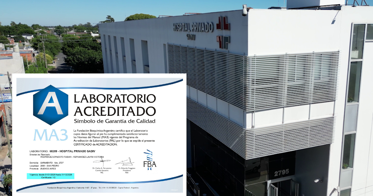 El laboratorio del Hospital Privado SADIV recibió su primera acreditación en calidad | FM Avenida