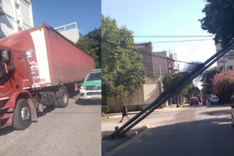 Un camión arrastró cables y quebró cinco postes en la zona céntrica | FM Avenida