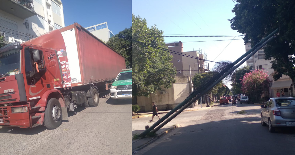 Un camión arrastró cables y quebró cinco postes en la zona céntrica | FM Avenida