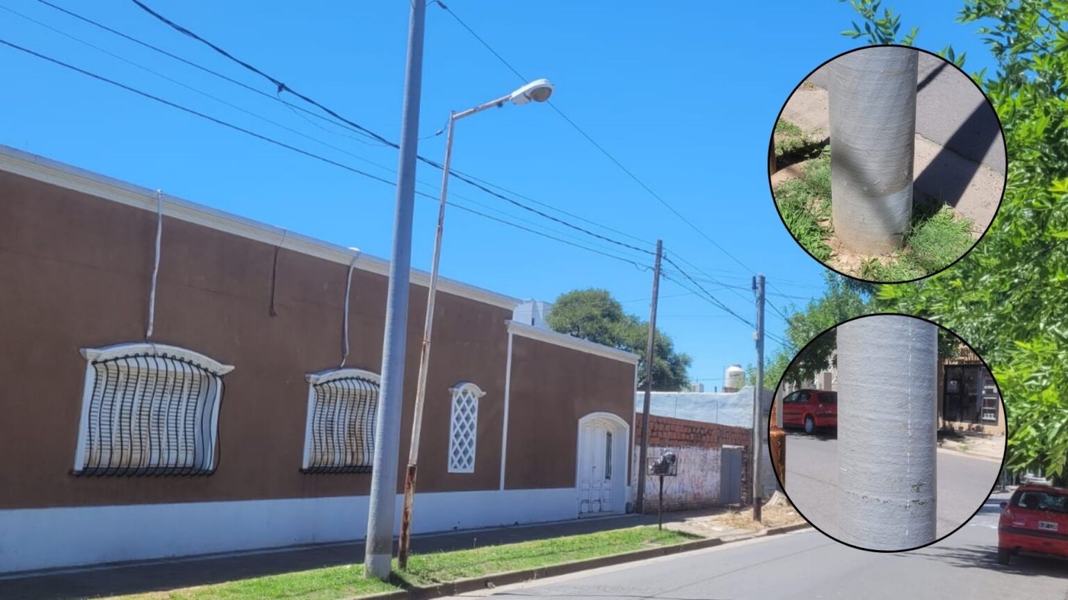 Cables de telefonía: comenzaron a reemplazar los viejos postes de madera por nuevos de PVC | FM Avenida