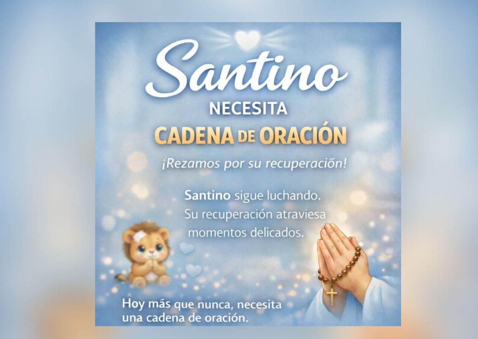 Nuevamente, piden cadena de oración para Santino, el bebé que recibió un trasplante y permanece internado en el Garrahan | FM Avenida