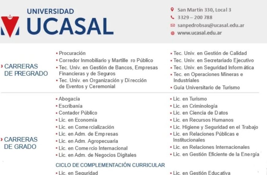 UCASAL San Pedro mantiene abiertas las inscripciones con una variada oferta académica digital y presencial | FM Avenida
