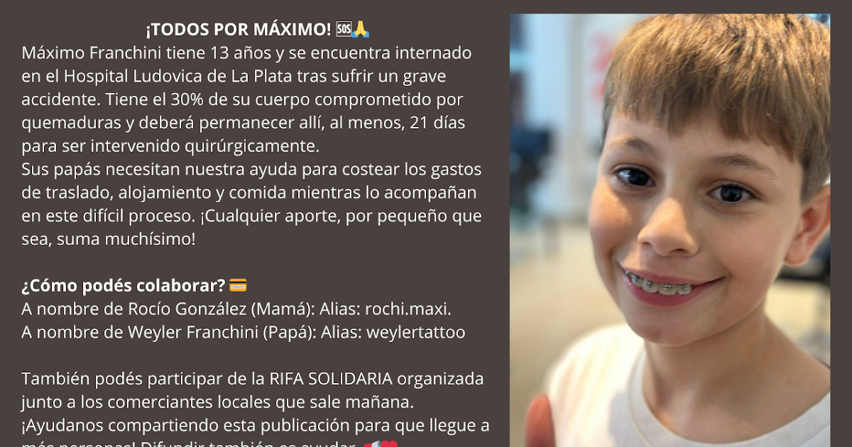 Campaña solidaria: Colectan fondos para ayudar a la familia de un niño internado por quemaduras en La Plata | FM Avenida