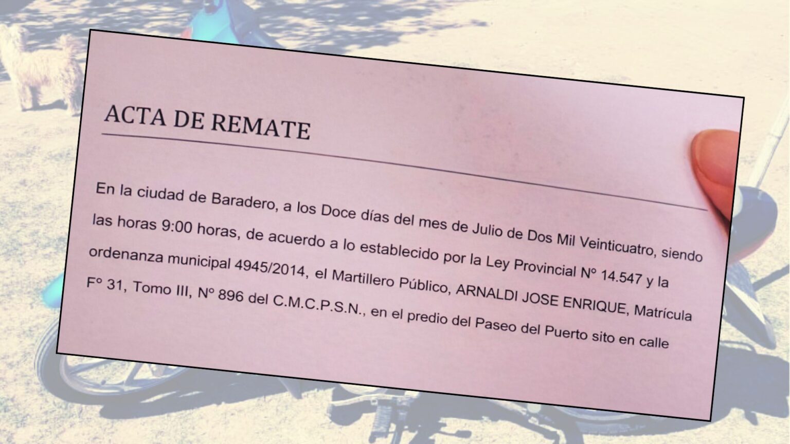 Compró una moto en el remate municipal de Baradero en 2024 y todavía no pudo retirarla | FM Avenida