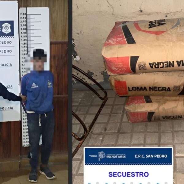 Robó bolsas de cemento del parque industrial y fue aprehendido