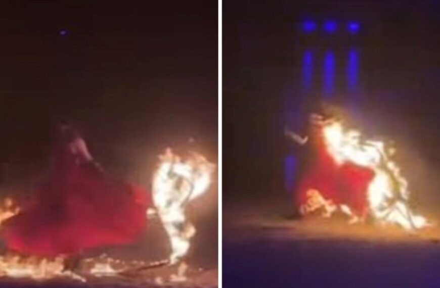 El show del horror: bailó rodeada de fuego y terminó en llamas | FM Avenida