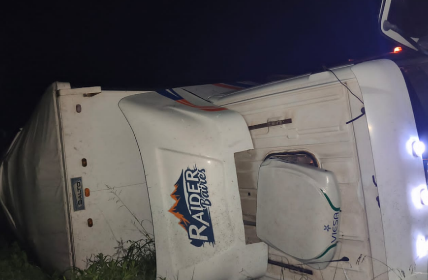 Vuelco de un camión en la Ruta 9: el conductor resultó ileso tras perder el control de su vehículo | FM Avenida