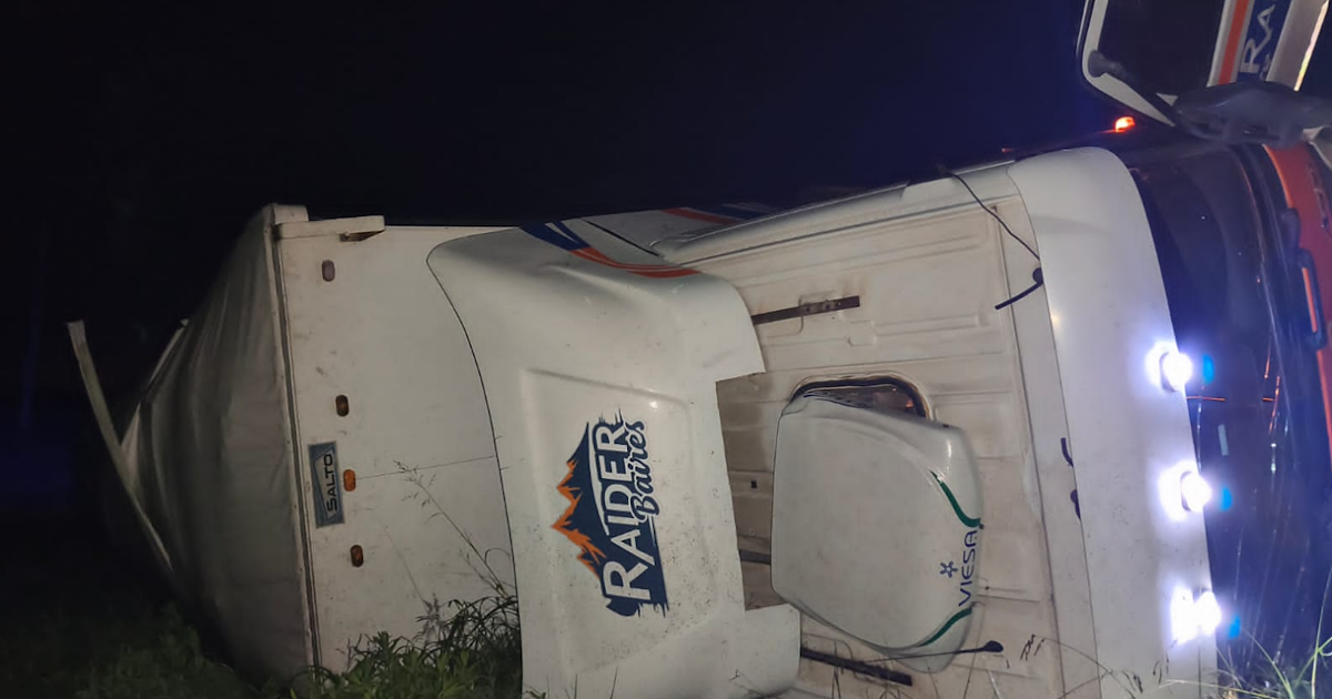 Vuelco de un camión en la Ruta 9: el conductor resultó ileso tras perder el control de su vehículo | FM Avenida