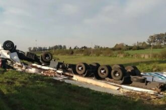 Transportaba pollo congelado, volcó y quedó atrapado dentro del camión: decenas de vecinos saquearon el cargamento, sin prestar ayuda | FM Avenida