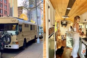 Una pareja pagó 5.000 dólares por un autobús escolar de 12 metros comprado en eBay: tardaron menos de tres años en transformarlo ellos mismos utilizando videos de YouTube, invirtieron 40.000 dólares en la renovación y ahora viven viajando, gastando alrededor de un tercio de lo que pusieron en una casa tradicional | FM Avenida